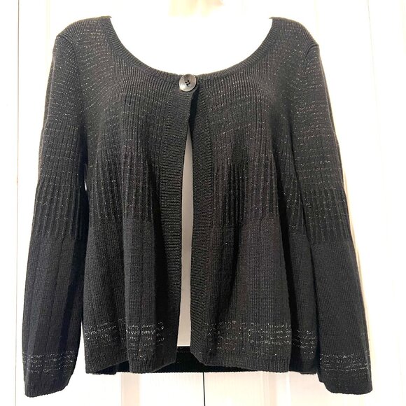 Nine West Sweaters - Nine West Bolero Bell Sleeves Crop Jacket/Cardigan Sweater-Black/Copper-Large